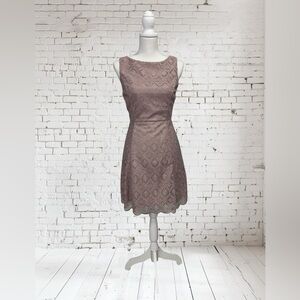 NWT Womens S Mauve Lace A-line Sheath Dress Sleeveless Scalloped Hem Cottagecore